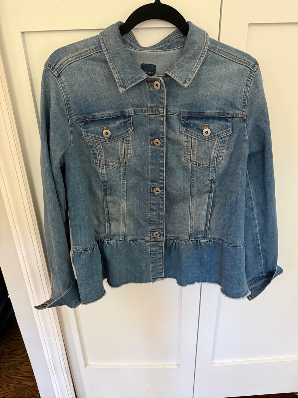 J. Jill Light Blue Denim Peplum Jean Jacket